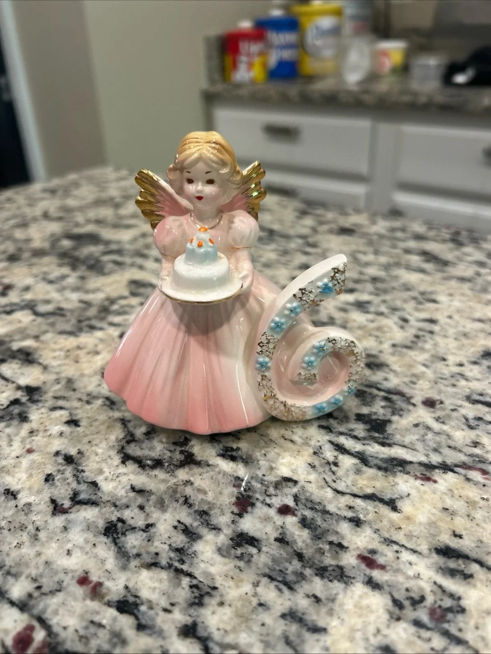 Josef Original 6 Year Old Birthday Angel Girl Figurine Cake Topper/ Shelf Sitter